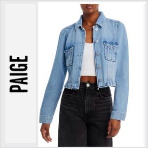 PAIGE Cropped Pacey Denim Jacket hyacinth